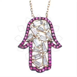 925 Sterling Silver Hamsa Hand Pendant Necklace