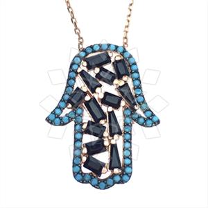 925 Sterling Silver Hamsa Hand Pendant Necklace