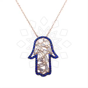 925 Sterling Silver Hamsa Hand Pendant Necklace