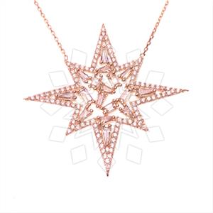 925 Sterling Silver Moon and Stars Pendant Necklace