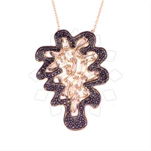 925 Sterling Silver Baguette Gemstone  Pendant Necklace