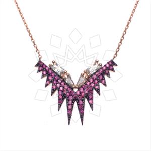 925 Sterling Silver Baguette Gemstone  Pendant Necklace