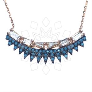 925 Sterling Silver Baguette Gemstone  Pendant Necklace