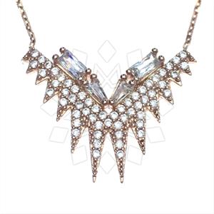 925 Sterling Silver Baguette Gemstone  Pendant Necklace