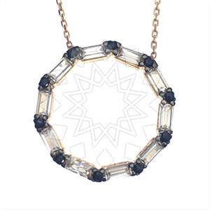 925 Sterling Silver Baguette Gemstone  Pendant Necklace