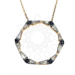 925 Sterling Silver Baguette Gemstone  Pendant Necklace