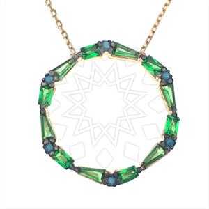 925 Sterling Silver Baguette Gemstone  Pendant Necklace