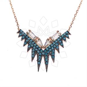 925 Sterling Silver Baguette Gemstone  Pendant Necklace