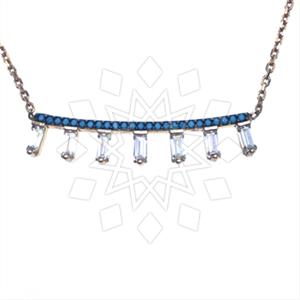 925 Sterling Silver Baguette Gemstone  Pendant Necklace