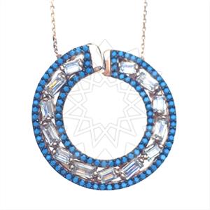 925 Sterling Silver Baguette Gemstone  Pendant Necklace