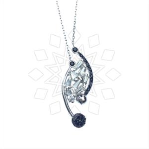 925 Sterling Silver Baguette Gemstone  Pendant Necklace