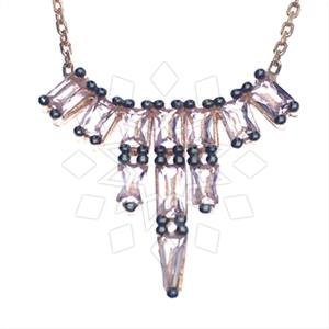 925 Sterling Silver Baguette Gemstone  Pendant Necklace