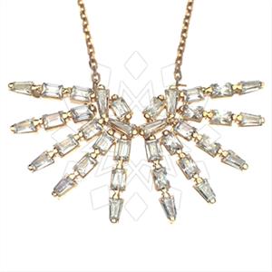 925 Sterling Silver Baguette Gemstone  Pendant Necklace