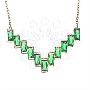 925 Sterling Silver Baguette Gemstone  Pendant Necklace