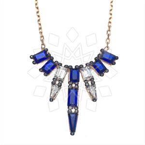 925 Sterling Silver Baguette Gemstone  Pendant Necklace