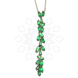 925 Sterling Silver Baguette Gemstone  Pendant Necklace