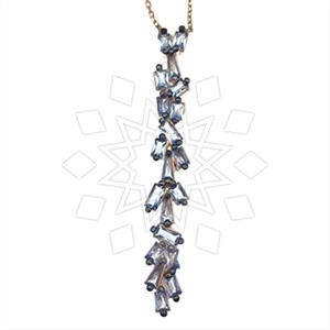 925 Sterling Silver Baguette Gemstone  Pendant Necklace