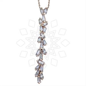 925 Sterling Silver Baguette Gemstone  Pendant Necklace
