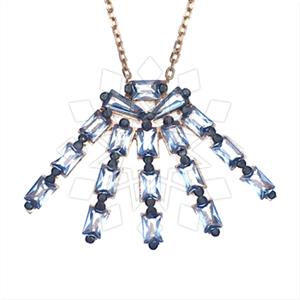 925 Sterling Silver Baguette Gemstone  Pendant Necklace