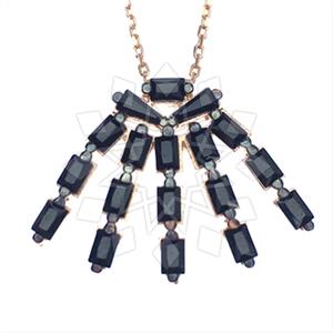 925 Sterling Silver Baguette Gemstone  Pendant Necklace