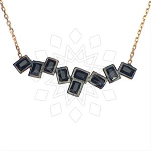 925 Sterling Silver Baguette Gemstone  Pendant Necklace