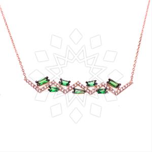 925 Sterling Silver Baguette Gemstone  Pendant Necklace