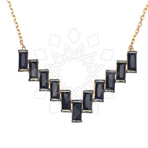 925 Sterling Silver Baguette Gemstone  Pendant Necklace