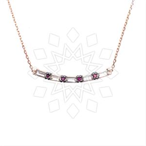 925 Sterling Silver Baguette Gemstone  Pendant Necklace