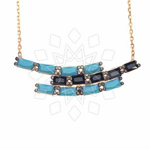 925 Sterling Silver Baguette Gemstone  Pendant Necklace