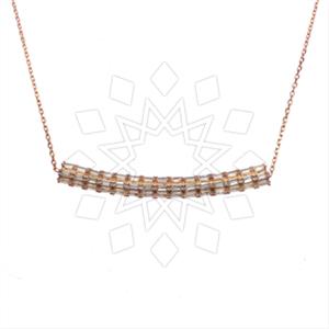 925 Sterling Silver Baguette Gemstone  Pendant Necklace