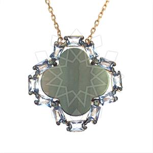 925 Sterling Silver Baguette Gemstone  Pendant Necklace