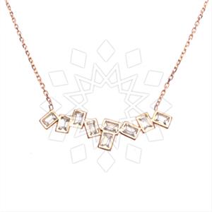 925 Sterling Silver Baguette Gemstone  Pendant Necklace