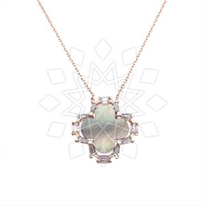 925 Sterling Silver Baguette Gemstone  Pendant Necklace