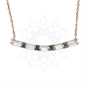 925 Sterling Silver Baguette Gemstone  Pendant Necklace