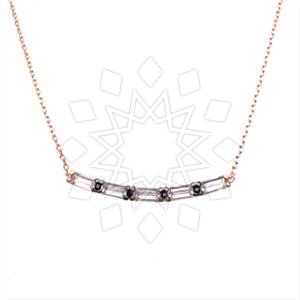 925 Sterling Silver Baguette Gemstone  Pendant Necklace