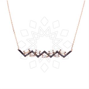 925 Sterling Silver Baguette Gemstone  Pendant Necklace