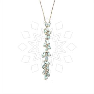 925 Sterling Silver Baguette Gemstone  Pendant Necklace