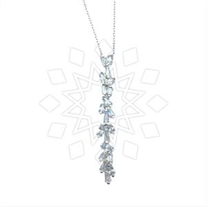 925 Sterling Silver Baguette Gemstone  Pendant Necklace