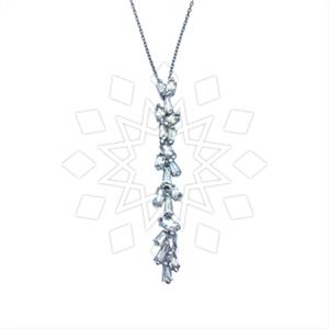 925 Sterling Silver Baguette Gemstone  Pendant Necklace
