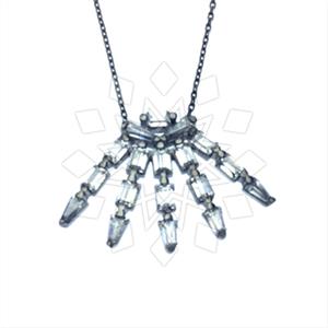925 Sterling Silver Baguette Gemstone  Pendant Necklace