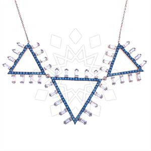 925 Sterling Silver Baguette Gemstone  Pendant Necklace