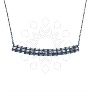 925 Sterling Silver Baguette Gemstone  Pendant Necklace