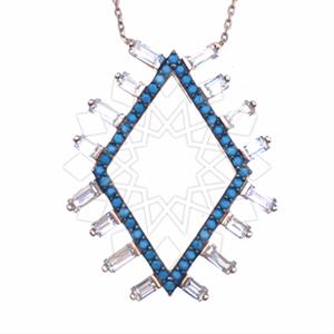 925 Sterling Silver Baguette Gemstone  Pendant Necklace