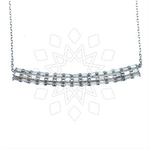 925 Sterling Silver Baguette Gemstone  Pendant Necklace