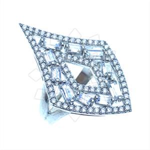 925 Sterling Silver Baguette Gemstone  Cocktail Rings