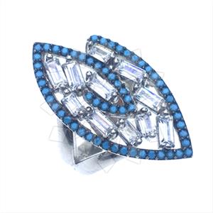 925 Sterling Silver Baguette Gemstone  Cocktail Rings