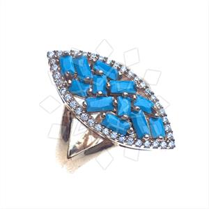 925 Sterling Silver Baguette Gemstone  Cocktail Rings