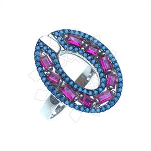 925 Sterling Silver Baguette Gemstone  Cocktail Rings