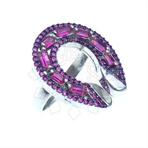 925 Sterling Silver Baguette Gemstone  Cocktail Rings