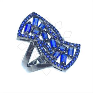 925 Sterling Silver Baguette Gemstone  Cocktail Rings